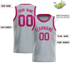 Silver Sequined Trim Athletic Basketball Jersey 2