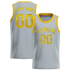 Silver Sequined Trim Athletic Basketball Jersey 1