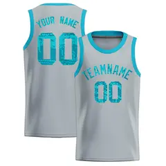 Silver Sequined Trim Athletic Basketball Jersey 1