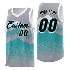 Silver Teal Mountain Fade Gradient Fashion Basketball Jersey 1