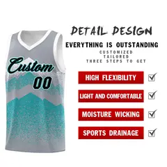 Silver Teal Mountain Fade Gradient Fashion Basketball Jersey 2
