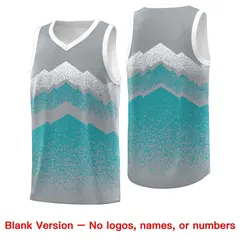 Silver Teal Mountain Fade Gradient Fashion Basketball Jersey 6