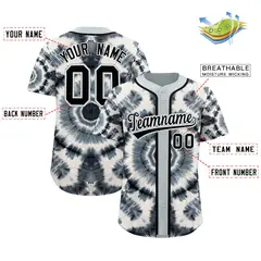Silver Tie-Dye Graffiti Authentic Baseball Jersey 2