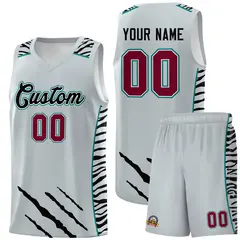 Silver Tiger Claw Pattern Sports Uniform Basketball Jersey