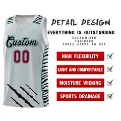 Silver Tiger Claw Pattern Sports Uniform Basketball Jersey 2