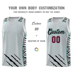 Silver Tiger Claw Pattern Sports Uniform Basketball Jersey 3