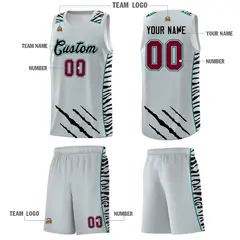 Silver Tiger Claw Pattern Sports Uniform Basketball Jersey 5