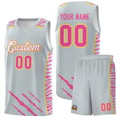 Silver Tiger Claw Pattern Sports Uniform Basketball Jersey