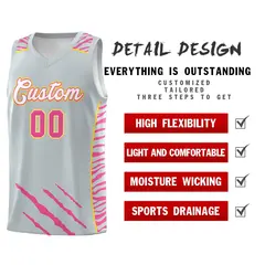 Silver Tiger Claw Pattern Sports Uniform Basketball Jersey 2