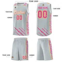 Silver Tiger Claw Pattern Sports Uniform Basketball Jersey 5
