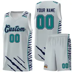 Silver Tiger Claw Pattern Sports Uniform Basketball Jersey 1