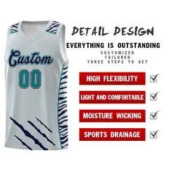Silver Tiger Claw Pattern Sports Uniform Basketball Jersey 2