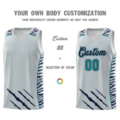 Silver Tiger Claw Pattern Sports Uniform Basketball Jersey 3