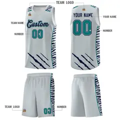 Silver Tiger Claw Pattern Sports Uniform Basketball Jersey 5