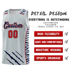 Silver Tiger Claw Pattern Sports Uniform Basketball Jersey 2