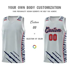 Silver Tiger Claw Pattern Sports Uniform Basketball Jersey 3