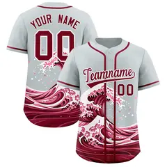 Silver Wave Graffiti Pattern Baseball Jersey 1