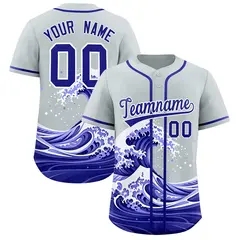 Silver Wave Graffiti Pattern Baseball Jersey 1