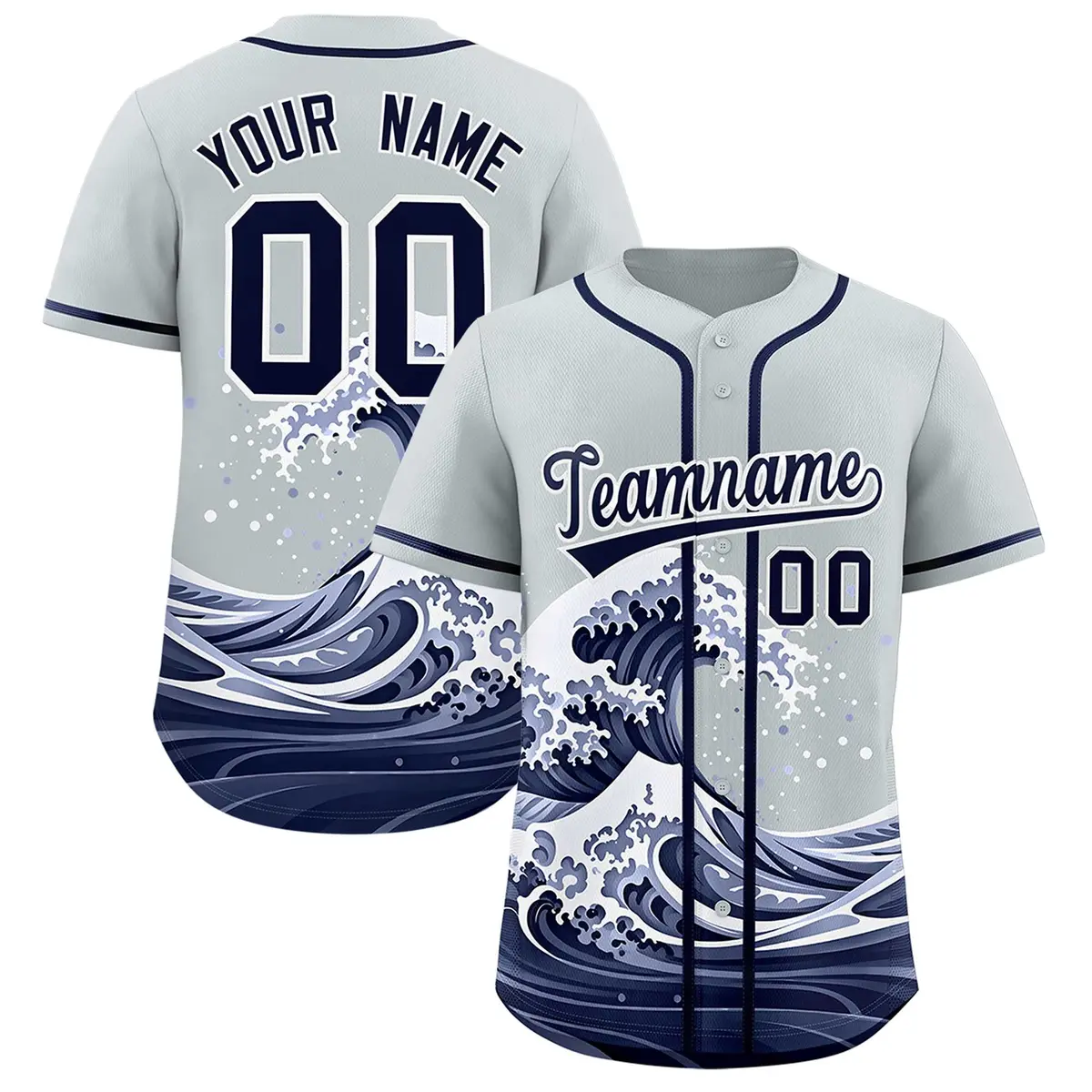 Silver Wave Graffiti Pattern Baseball Jersey