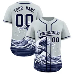 Silver Wave Graffiti Pattern Baseball Jersey 1