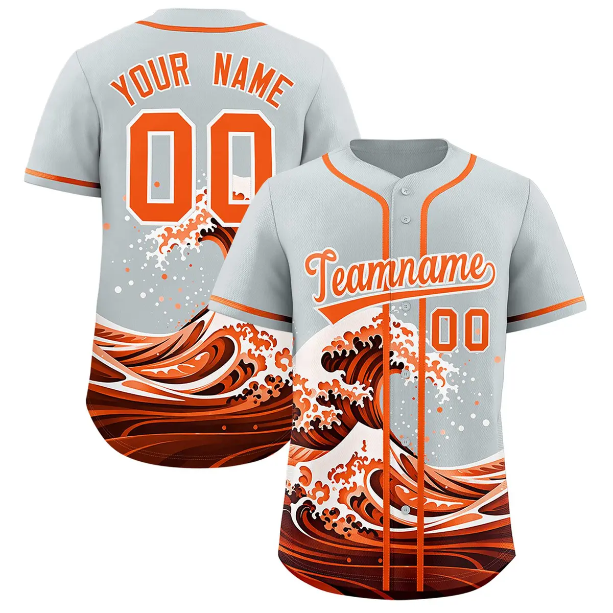 Silver Wave Graffiti Pattern Baseball Jersey