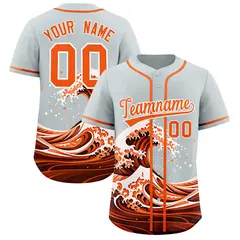 Silver Wave Graffiti Pattern Baseball Jersey 1