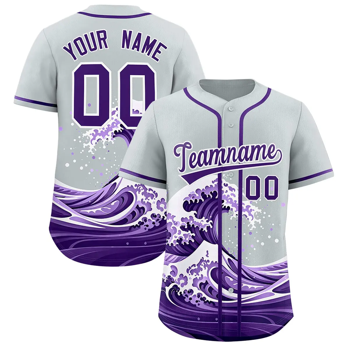 Silver Wave Graffiti Pattern Baseball Jersey