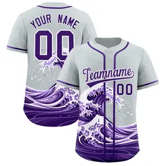 Silver Wave Graffiti Pattern Baseball Jersey 1