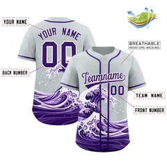 Silver Wave Graffiti Pattern Baseball Jersey 2