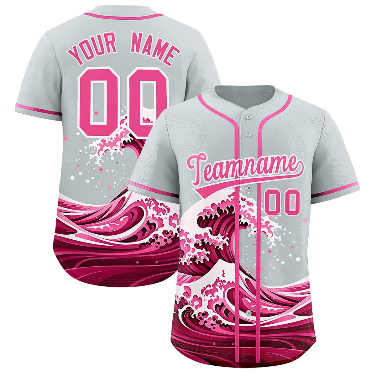 Silver Wave Graffiti Pattern Baseball Jersey