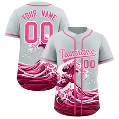 Silver Wave Graffiti Pattern Baseball Jersey 1