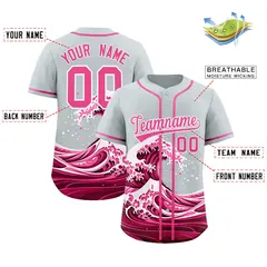 Silver Wave Graffiti Pattern Baseball Jersey 2