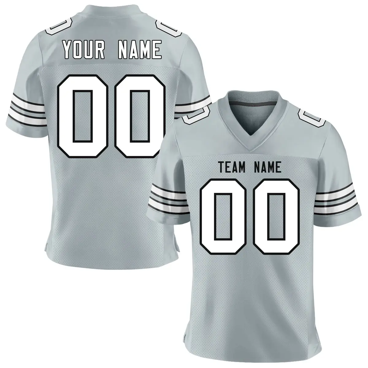 Silver White-Black Classic Mesh Authentic Football Jersey
