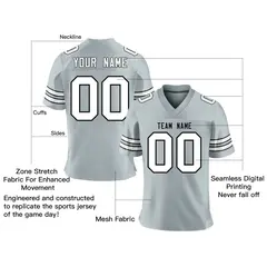 Silver White-Black Classic Mesh Authentic Football Jersey 2
