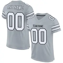 Silver White-Black Mesh Football Jersey 1