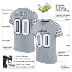 Silver White-Black Mesh Football Jersey 2