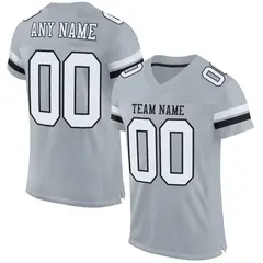 Silver White-Black Mesh Football Jersey 1