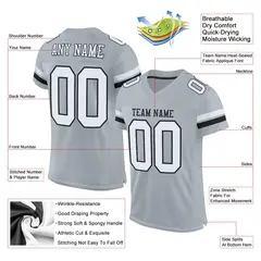 Silver White-Black Mesh Football Jersey 2