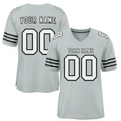 Silver White-Black Mesh Football Jersey 1