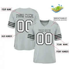 Silver White-Black Mesh Football Jersey 2