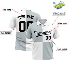 Silver White Four Squares Performance Polo Shirt 2