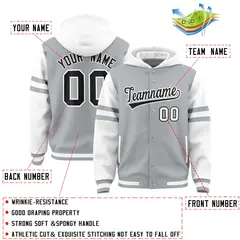 Silver White Raglan Three Stripes Varsity Letterman Jacket Hoodie 4