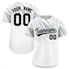 Silver White Tiger Stripe Gradient Baseball Jersey