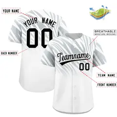 Silver White Tiger Stripe Gradient Baseball Jersey 2