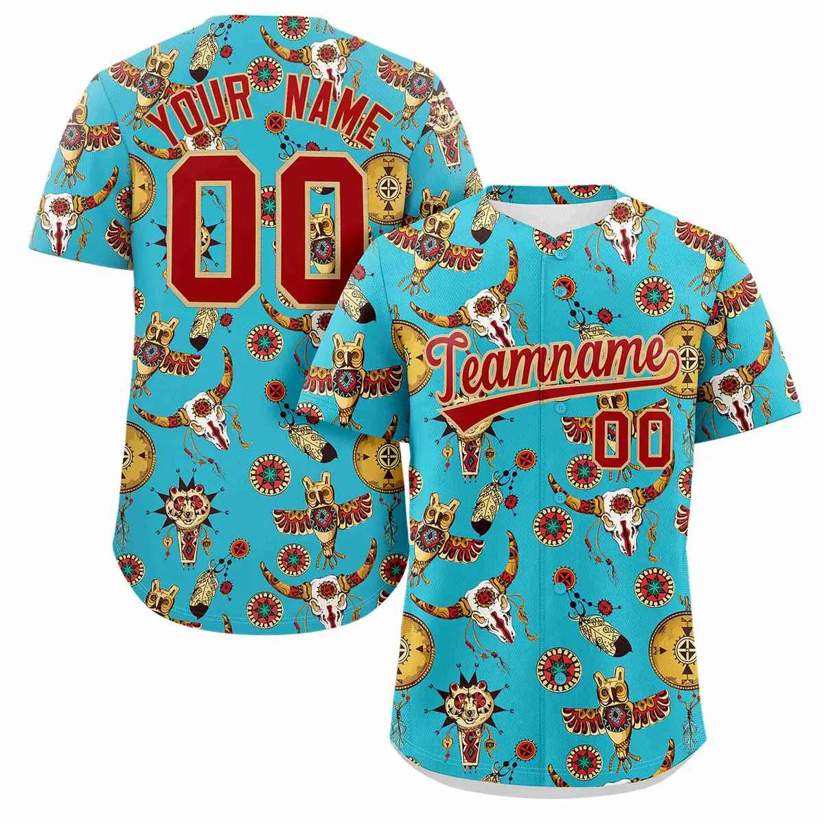 Sky Blue 3D Graffiti Pattern Authentic Baseball Jersey