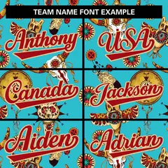 Sky Blue 3D Graffiti Pattern Authentic Baseball Jersey 3