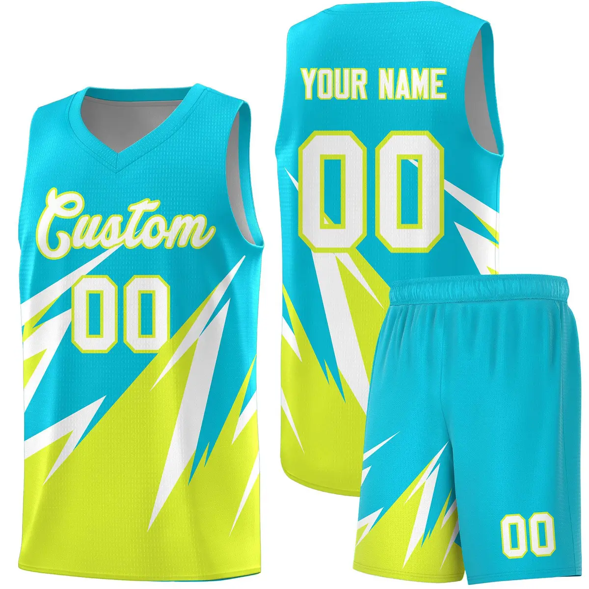 Sky Blue Abstract Mountain Pattern Basketball Jersey