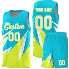 Sky Blue Abstract Mountain Pattern Basketball Jersey 1