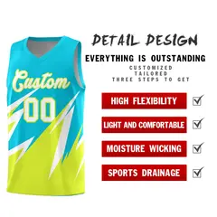 Sky Blue Abstract Mountain Pattern Basketball Jersey 2