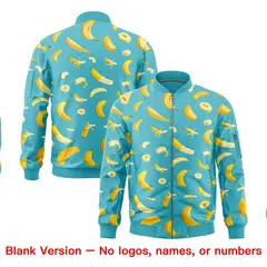 Sky Blue Banana Pattern Varsity Letterman Bomber Jacket 8